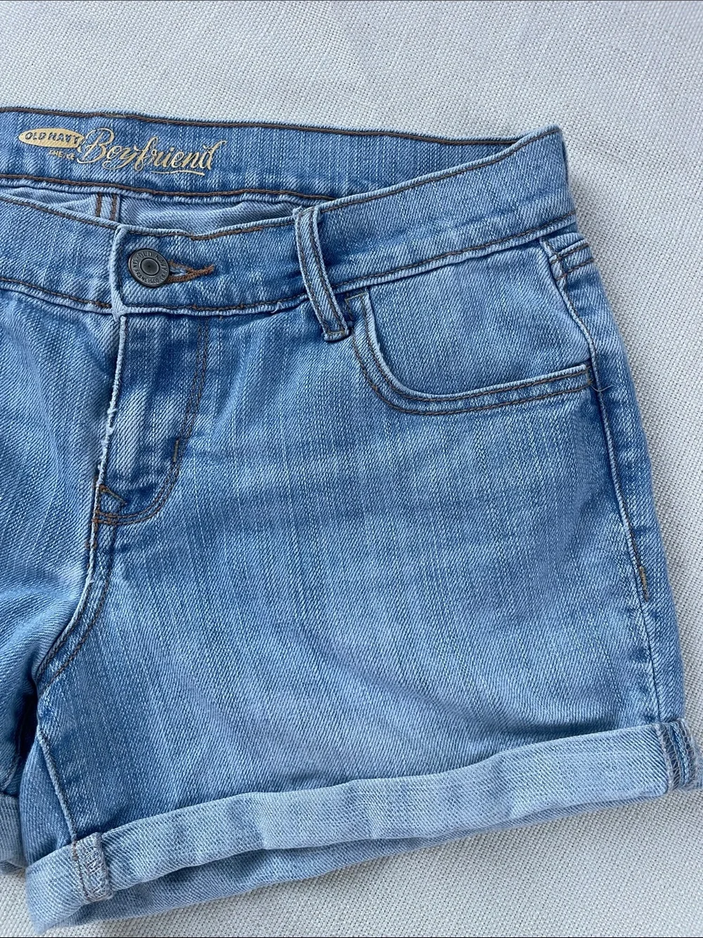 Old Navy Light Blue Denim Rolled-Hem Boyfriend Shorts